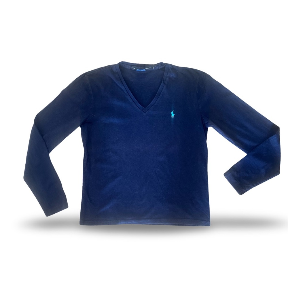 RALPH LAUREN SPORT Navy Long Sleeve V-Neck Shirt